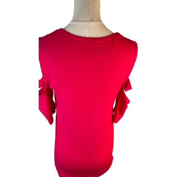 2/$30 Fabletics Medium Cutout Scoop Neckline Top Bubblegum Pink Nylon/Elastane - Picture 8 of 15